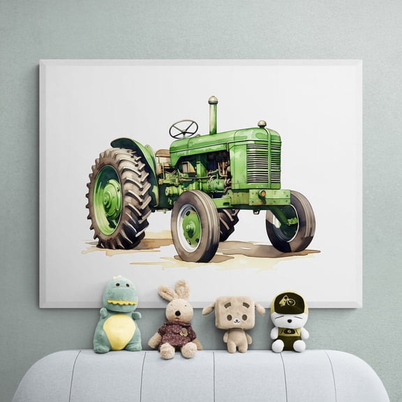 Green Tractor Print, Vintage Tractor, Boy Tractor Art, Tractor Wall Art, Tractor Wall Decor, Children'S Play Room, Wall Art Nursery UNFRAMED