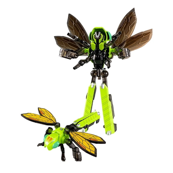 Green Transformable Alloy Insect Mecha Robot Toy Converts Between Realistic Bug And Robot Modes With Articulated Joints