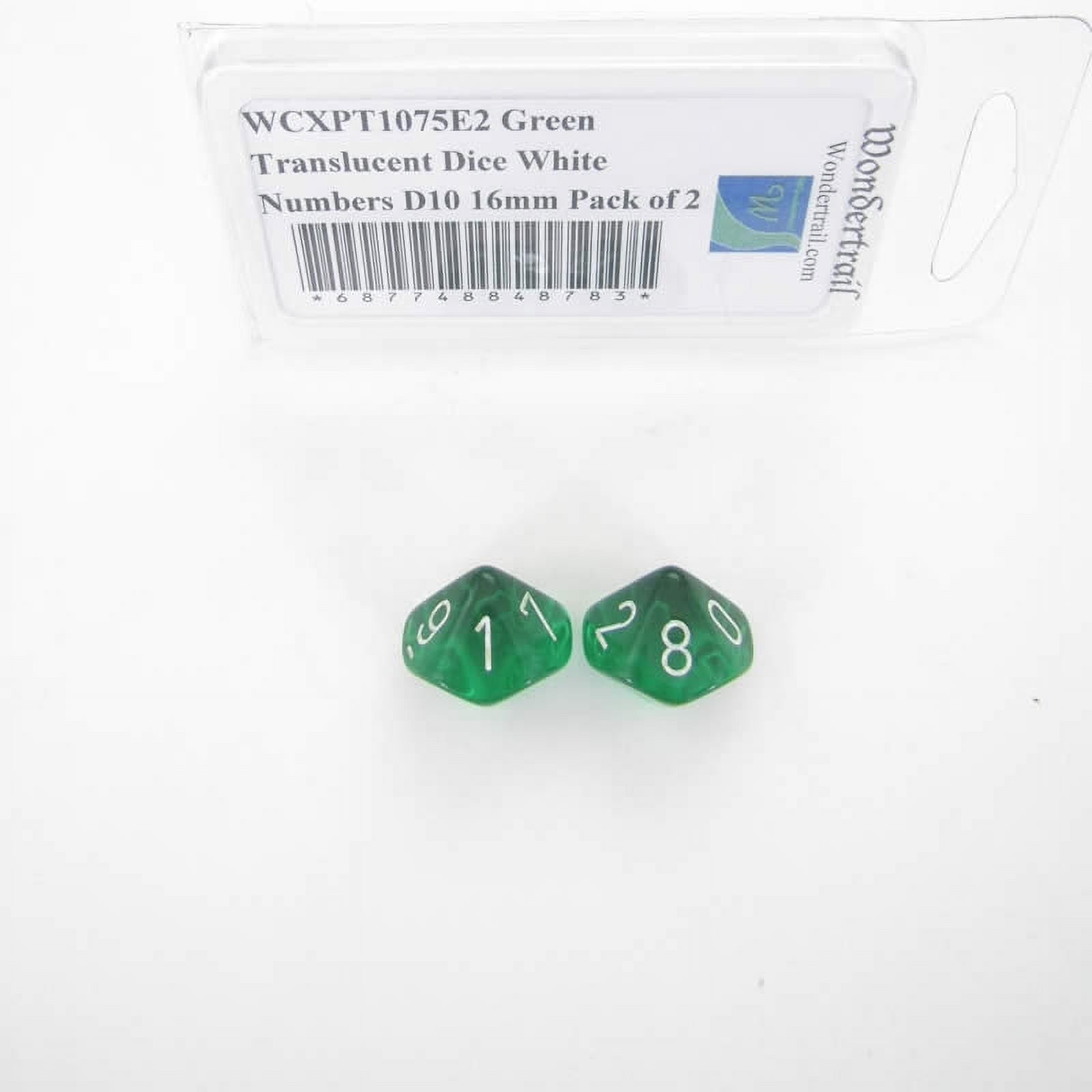 Wondertrail Gemini Dice Set - Green & Red D20 With White Numbers (Pack Of 2) - 16mm For Tabletop Games