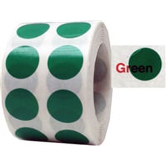 Green Transparent Circle Dot Stickers | 0.5" Inch Round | 1000 Pack