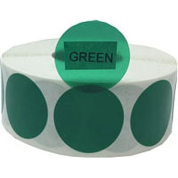 Green Transparent Colored Circle Stickers | 1" Inch Round | 500 Pack