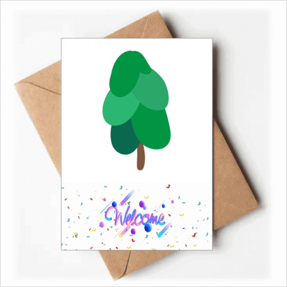 Green Tree Cartoon Gradient Welcome Back Greeting Cards Envelopes Blank