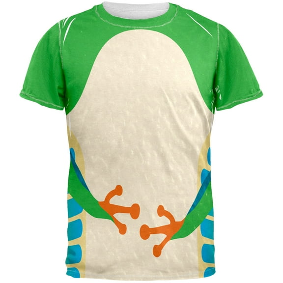 Green Tree Frog Costume All Over Adult T-Shirt - Medium