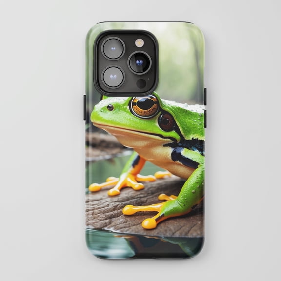 Green Tree Frog For All iPhone Series Protective Phone Case Realistic Nature Vibrant Green