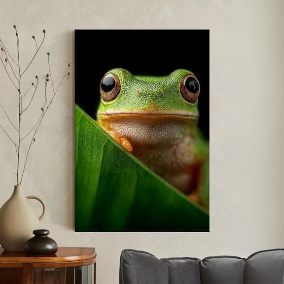 Green Tree Frog Macro Wildlife Poster, Unframed Paper Poster 24x36in