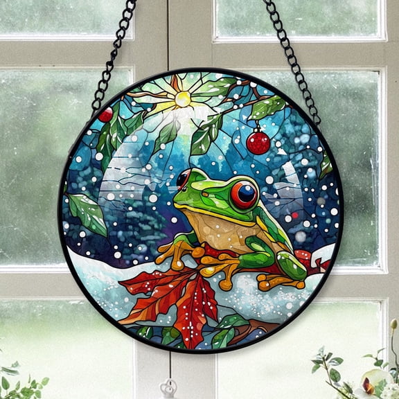 Green Tree Frog Ornament Christmas 2025, Green Tree FrogStained Glass Window Hanging  Vibrant Handcrafted Decoration for Wildlife Enthusiasts