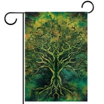 Green Tree of Life Indian Forest Double Sided Garden Flag Decorative Weather Resistant Yard Flag, Large DIY Vertical Flag for Farmhouse Patio Lawn, 28x40 Inch