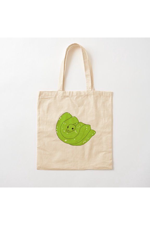Green Tree Python Canvas Canvas Tote Bags, Reusable Shopping Bag