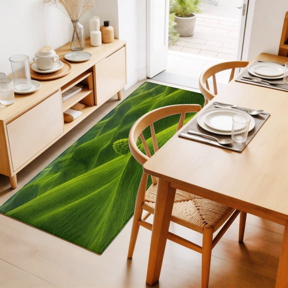Green Tree Rolling Hills 2'x6' Runner Rug for Hallway Walkway Kitchen Galley, Nature Grass Landscape Low Pile Washable Non Slip Long Area Rug