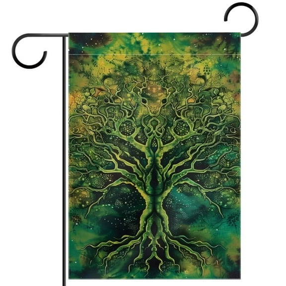 Green Tree of Life Indian Forest Welcome Garden Flags, 12 x 18 Inch Double Sided Outdoor Yard Flags Waterproof For Home Outside Patio Lawn Porch