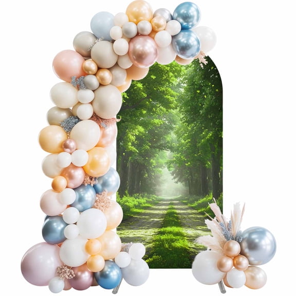 Green Trees Arch Backdrop Cover, Spandex Fitted Wedding Arch Cover, Forest Art Decor Spring Summer Nature Leaf Round Top Stand Covers for Birthday Ceremony Bridal Shower Party Decor 4x1.65 Ft