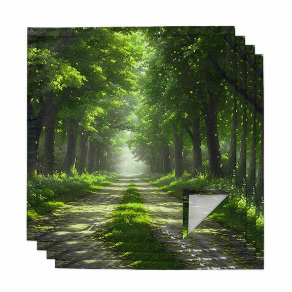 Green Trees Cloth Napkins, Forest Art Decor Spring Summer Nature Leaf Washable and Reusable Dinner Napkins Set of 4, Table Napkin for Kitchen Party Birthday Wedding Hotel Housewarming 20"x20"