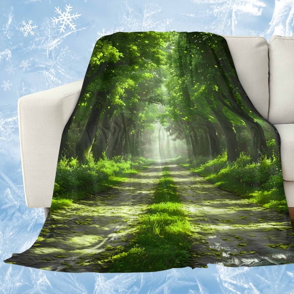 Green Trees Cooling Blanket,Lightweight Breathable Summer Throw Blanket with Double Sided Cold Effect,Forest Art Decor Spring Summer Nature Leaf Picnic Blankets Bed Sheet for Hot Sleepers 60"x80"