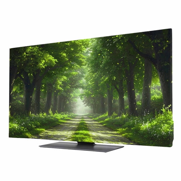 Green Trees TV Cover for 24 Inch Screen,Stretch Fabric Dustproof TV Display Protector,Forest Art Decor Spring Summer Nature Leaf Elastic Slipcover Monitor Cover for Desktop Computer 20.9"x11.8"