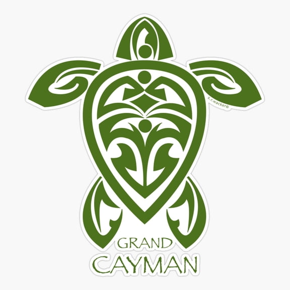 Green Tribal Turtle Cayman Island Sticker