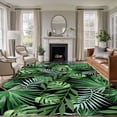 thumbnail image 1 of Green Tropical Botanical Area Rugs 5'x8', Washable Small Throw Rugs for Classroom Bedroom, Summer Monstera Palm Leaves Black Indoor Outdoor Rug Non-Slip Low Pile Carpet Runner Reversible Floor Mats, 1 of 8