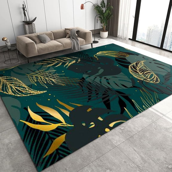 Green Tropical Leaf Area Rugs, Plant Entrance Carpet, Carpet Mat High Density Dust-Proof Do Not Fade Apply To Farmhouse Bedroom Area Home Decor 1x2ft