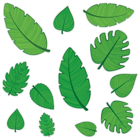Green Tropical Leaf Cutouts - 12 Pcs.