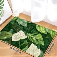 thumbnail image 1 of Green Tropical Leaf Pattern Print Soft Small Velvet Area Rugs Non Slip Indoor Floor Carpet for Living Room Bedroom Decor, 1 of 5