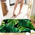 thumbnail image 1 of Green Tropical Leaves 16x24 Flannel Bath Mat for Bathroom, Anti-Slip Backing Soft Bathroom Rug, Washable Water Absorbent Mat, 1 of 9