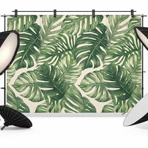 Green Tropical Leaves Backdrop for Photoshoot,Photography Photo Studio Background Wall Backdrop,Farmhouse Summer Leaf Plants Back Drop Banner Panel for Portraits Wedding Party Live Streaming 12x8Ft