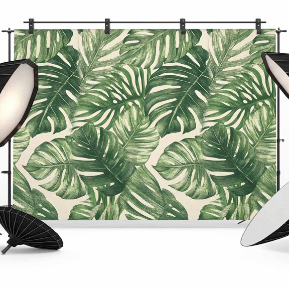 Green Tropical Leaves Backdrop for Photoshoot,Photography Photo Studio Background Wall Backdrop,Farmhouse Summer Leaf Plants Back Drop Banner Panel for Portraits Wedding Party Live Streaming 8x6Ft