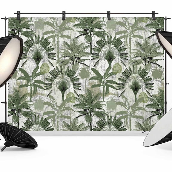 Green Tropical Leaves Backdrop for Photoshoot,Photography Photo Studio Background Wall Backdrop,Summer Palm Trees Botanical Back Drop Banner Panel for Portraits Wedding Party Live Streaming 12x8Ft