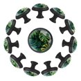 thumbnail image 1 of Green Tropical Leaves Pattern 35MM Round Glass Cabinet Knobs, Kitchen Knobs for Drawer Dresser Cupboard Wardrobe Modern Pulls Handles Hardware, Set of 12, 1 of 6