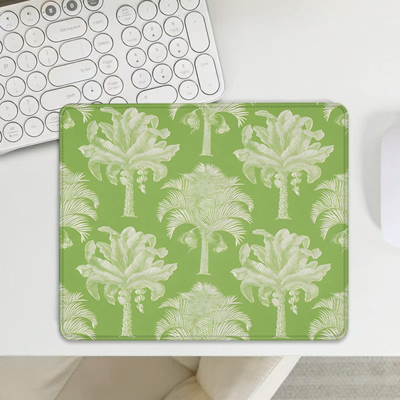 Green Tropical Palm Tree Mouse Pad 9.44 x 7.87 Inches - Polyester Fiber Desk Accessory for Office and Gaming