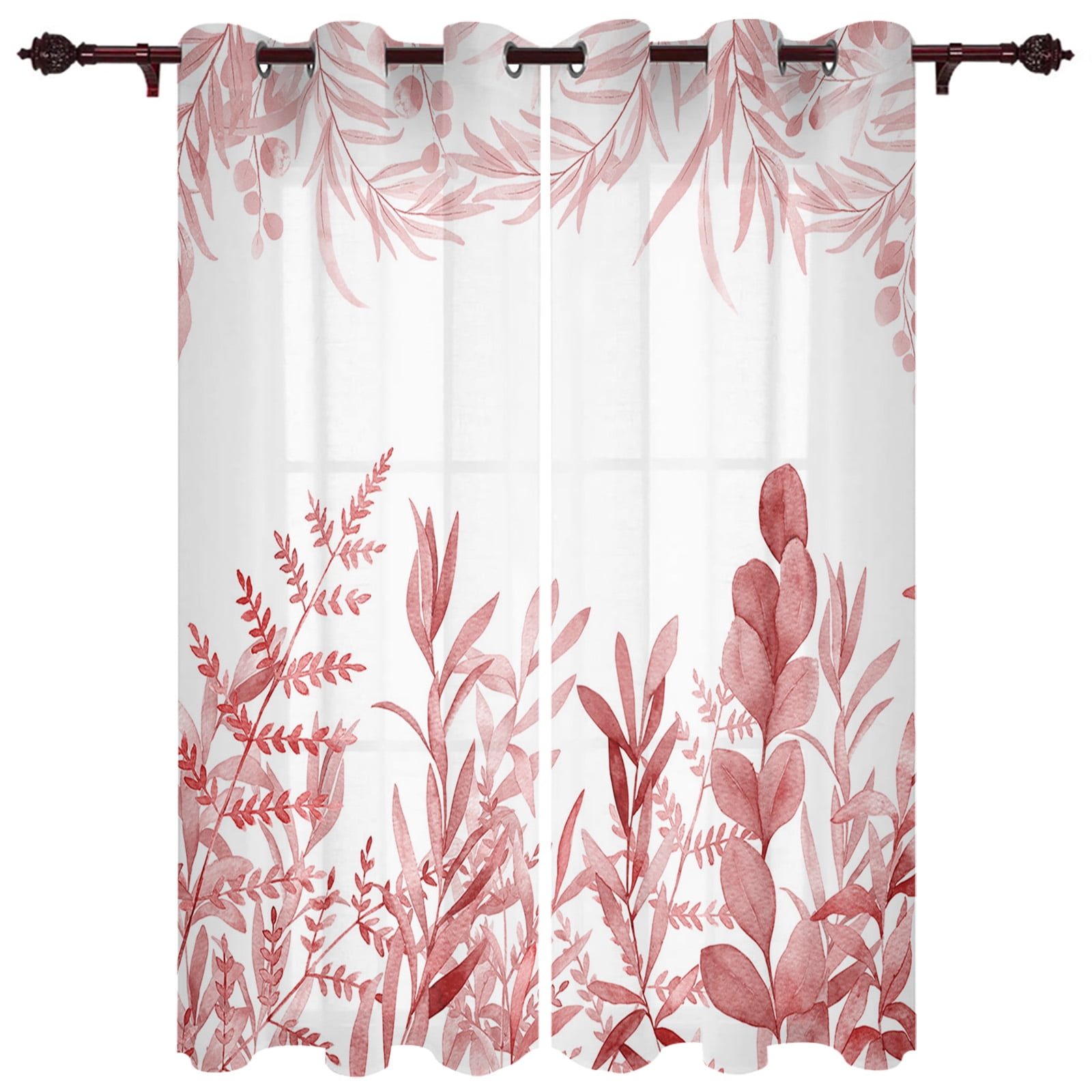 Green Tropical Plants Leaves Modern Window Curtains for Living Room