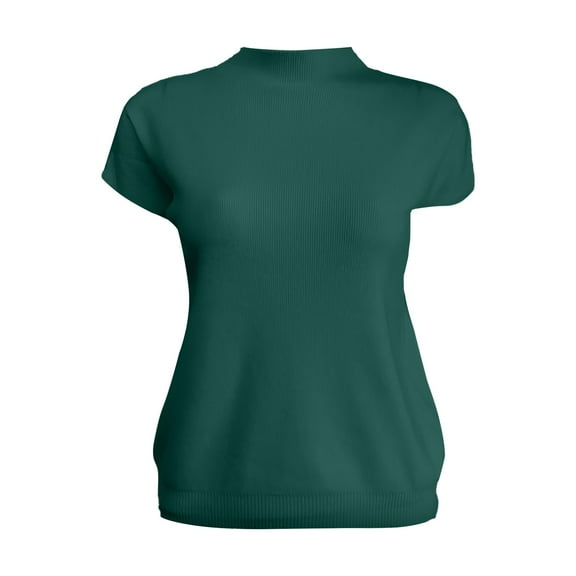 Green Tshirts for Women Ice Silk Short Sleeve Sweater Small Turtle Collar Spring And Summer Casual Basic Knitted Slim Fit Pullover Summer Tops