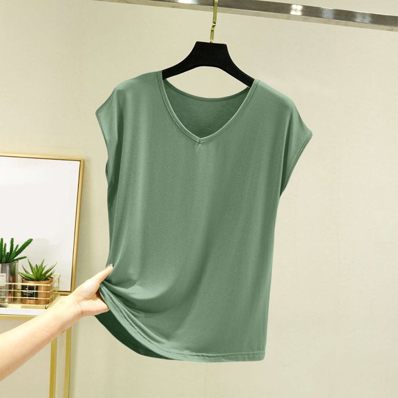 Green Tshirts for Women Tank Top for Women Sleeveless Tops with In Bras Shelf Bra Padded Shirt 2025 Casual Tanks Loose Fit Summer Tops