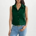 thumbnail image 1 of Green Tshirts for Womens Sleeveless Tops Casual Down Collared Shirt Linen Tank Tops Loose Fit Blouse Work Outfits Womens Shirts, 1 of 6