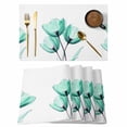 thumbnail image 1 of Green Tulip Placemats Set of 4 Modern Elegant Farmhouse Botanical Floral Place Mats Indoor Wipeable Table Mats Washable Cloth Dining Table Placemats for Kitchen Holiday Party Home Decor 13x19 Inch, 1 of 9