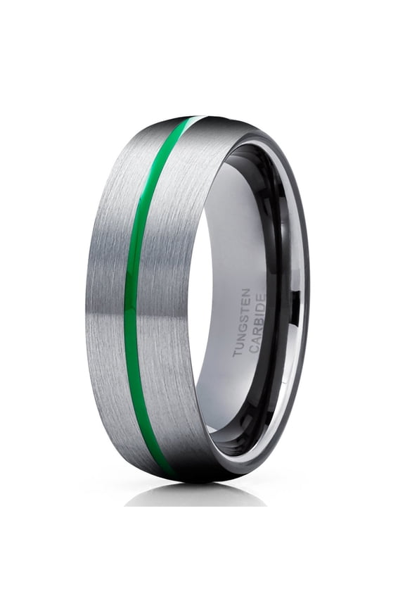 Green Tungsten Wedding Band Gray Tungsten Ring Anniversary Ring Men & Women 6mm Tungsten Ring Comfort Fit Engagemen