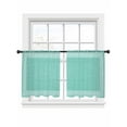 thumbnail image 1 of Green Turquoise Abstract Art Sheer Curtains for Living Room Bedroom, Vintage Linen Greek Key Geometric Light Filtering Sheer Curtains, Rod Pocket Voile Window Drapes, 2 Panels Set 54"x 45", 1 of 7