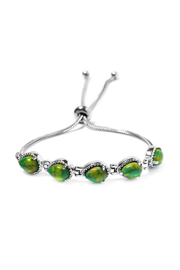 Green Turquoise Bolo Adjustable Bracelet For Women Stainless Steel  Boho Western Birthday Christmas Gifts for Women