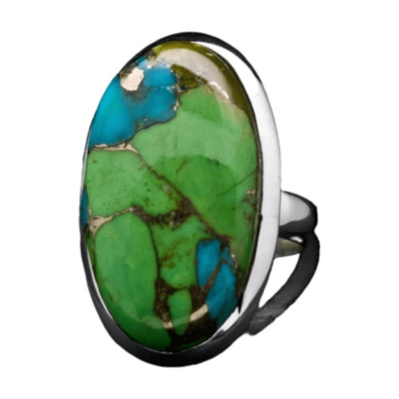 Green Turquoise Ring, 925 Sterling Silver Ring, Gemstone Ring, Handmade Ring for Unisex || Ali Baba Jewellery