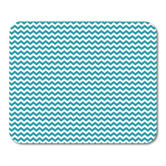 Green Turquoise Teal Blue White Chevron Pattern Zag Zig Abstract Mousepad Mouse Pad Mouse Mat 9x10 inch