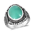 thumbnail image 1 of Green Turquoise Vintage Oval Balinese Style Sterling Silver Ring-10, 1 of 5