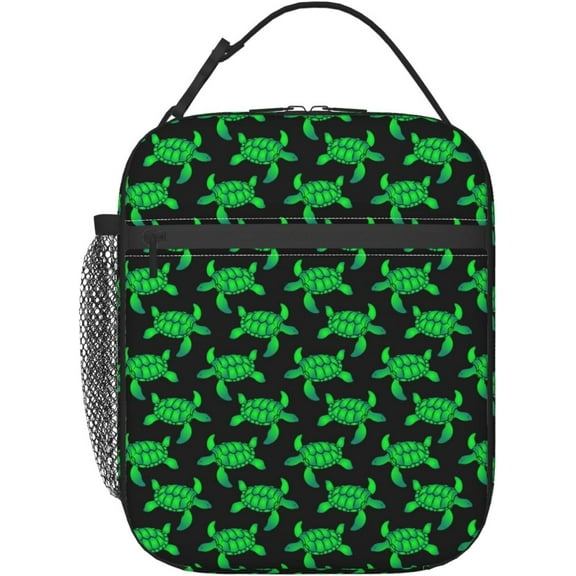 Green Turtle Lunch Bag Insulated Lunch Box Reusable Thermal Lunch Tote Bag With Zipper For Work Outdoor Travel Picnic