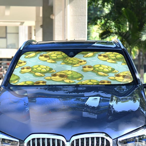 Green Turtles Automotive Front Car Windshield Sun Shade Reflector Foldable for Front Fit for Cars Truck SUVs