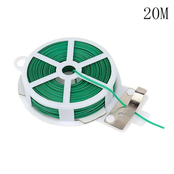 Green Twist Ties, 65.6 Feet(20m) Sturdy Plant Ties with Cutter, Garden Wire for Plants, Plant Wire for Climbing Plants, Plant Training Wire, Rustproof Gardening Wire, Flexible Gardening Ties,A