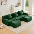thumbnail image 1 of Green U-Shaped Cloud Couch with 2 Ottomans, Modern Teddy Fabric Boneless Sectional Sofa in a Box for Living Room, Modular Floor Couch, Deep Seat, No Assembly Required, Sofas para Sala, 1 of 8