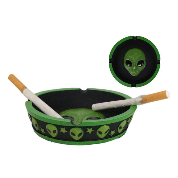 Green UFO Outer Space Colony Extra Terrestrial Roswell Alien Cigarette Ashtray