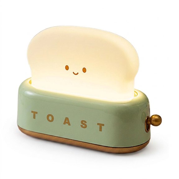 Green USB Rechargeable Toast Night Light with Bread-Shaped Diffuser and Toaster Base, 1 Set, Green Option