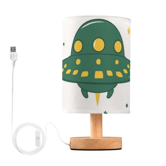 Green Ufo with Stars Table Lamp with USB Port LED Warm Light Lamp Night Light Home Decor