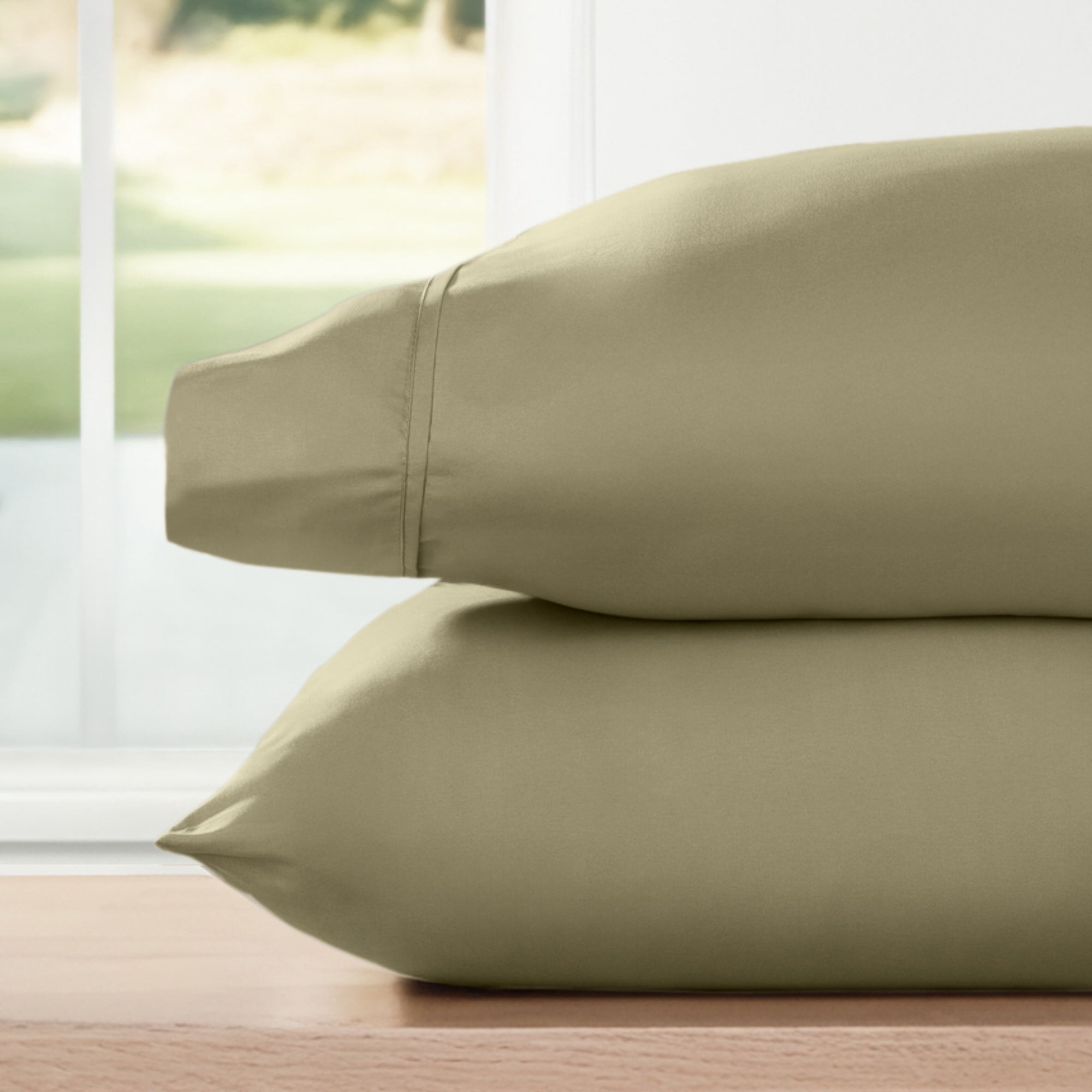 Noble Linens 2 Piece Pillow Case Set, Sage, King