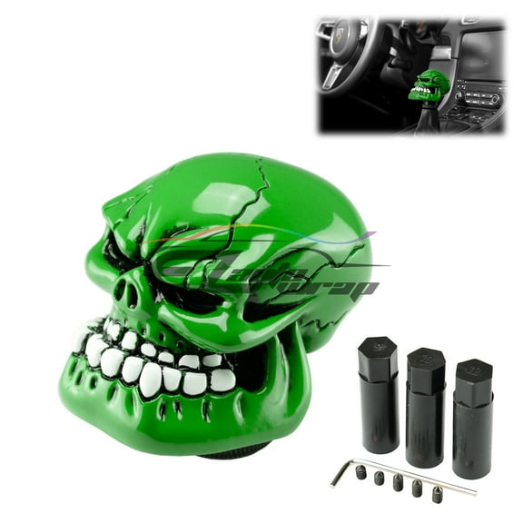 Green Universal Manual Wicked Skull Head Gear Stick Car Shift Knob Shifter Holloween