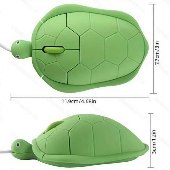 Green Usb Wired Optical Mouse Cute Turtle Shaped Computer Mouse With Scroll Wheel 1200Dpi Resolution For Laptop Pc Desktop Ergonomic Design 3 Buttons Plug Play Compatibility